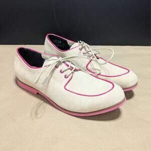 Hush Puppies Graham Blucher Oxford Shoes Suede Beige Tan Pink Womens 8 Lace Up